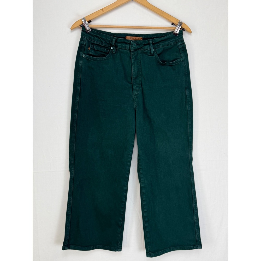 Judy Blue Womens Cotton Jeans 13/31 Green Wide Leg High Rise JB88806